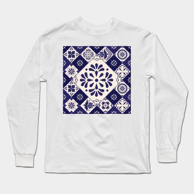 Mexican Talavera Tiles Pattern by Akbaly Long Sleeve T-Shirt by Akbaly